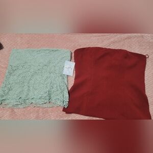 Red and Green Lace Skirt Set